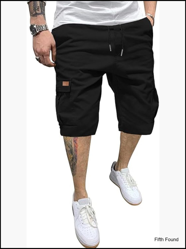 Men's Casual Cargo Shorts Stretch Waist Drawstring 6 Pockets Outdoor Work